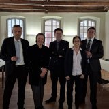 Le CDM a dressé le bilan de sa première législature à Sion ce mercredi matin. (De gauche à droite : Thierry Schnyder, juge cantonal, Romaine Jean, présidente de la commission des élections, Pierre Gapany, président de la commission de surveillance administrative, Carole Melly-Basili, présidente du CDM et Gonzague Vouilloz, président de la commission de surveillance disciplinaire).